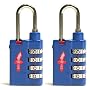 Set of Two 4 Dial Heavy Duty Safeskies TSA Accepted Combination Locks Bold Blue