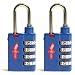 Set of Two 4 Dial Heavy Duty Safeskies TSA Accepted Combination Locks Bold Blue