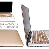 BeneU 3 in 1 Multi colors Rubberized Soft-Touch Plastic Hard Case Cover & Keyboard Cover & screen protector for Macbook Air Pro Retina (Macbook 13'' Air, Champagne Gold)