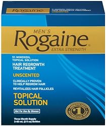 Rogaine for Men Hair Regrowth Treatment, Extra Strength Original Unscented, Set of 3, 2-Ounce Bottles