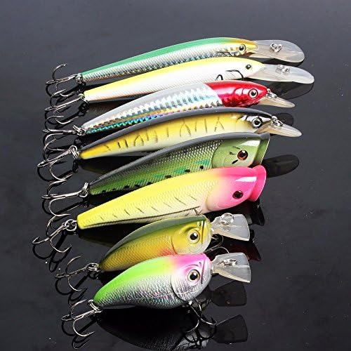 8Pcs Fishing Lure Mixed Style Minnow Crank Baits Popper Fish Lures Bass Spoon Hard Fishing Lure