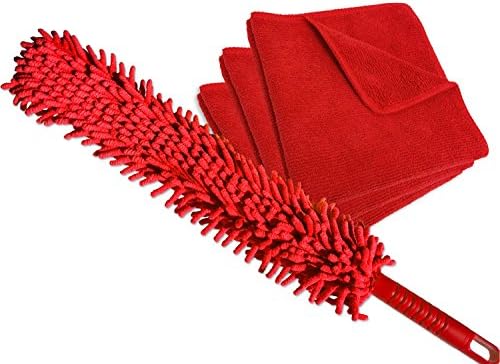 JOSEPHSTONES Car Duster and 3 Microfiber Towels Cleaning Kit with Storage Bag. Flexible Washable. Effectively and Easily Clean, The Best Kit for Car and Home.
