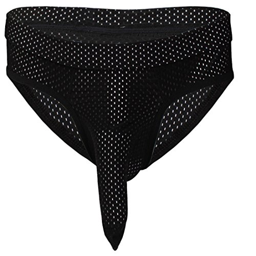 FEESHOW Men's Long Sheath Sleeve Bikini Briefs Thongs with Breathable Holes