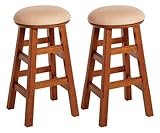 IMAGE OF Winsome Wood 24-Inch Upholstered Swivel Barstool, Walnut, Set of 2