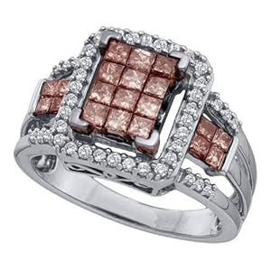 14k white gold 1 01ct glamorous brown invisible diamond princess ... 14k white gold 1 01ct glamorous brown invisible diamond princess ...