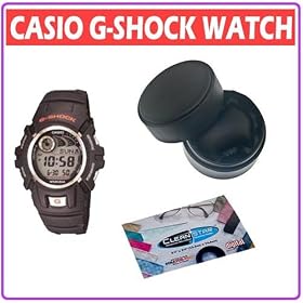 Casio Gshock Classic Watch G29001AV Black Digital Mens w/ Cleaning Cloth and Leather Watch Case