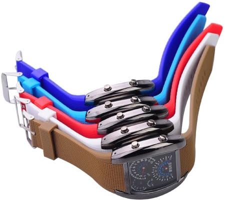 Metro Shop 5 Colors Gift Unisex Blue Binary LED Light Dot Matrix Multi-function Display Aviation Wrist Watch - Black Dial