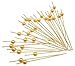 PuTwo Cocktail Picks Handmade Bamboo Appetizer Toothpicks 100 Counts 4.7â€ Yellow Pearls