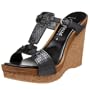 Aquatalia by Marvin K. Women's Ella T-Strap Wedge,Black Python,10 M US