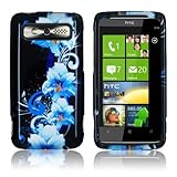 HTC 7 Trophy T8686 - Blue Flower Design Hard Plastic Skin Case Cover [Acces ....
