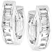 14k White Gold Rhodium Plated Channel-Set Baguette CZ Hoop Earrings