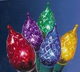 Set Of 70 Flame Tip C5 Multi-Color GE Constant On Christmas Lights - Green Wire