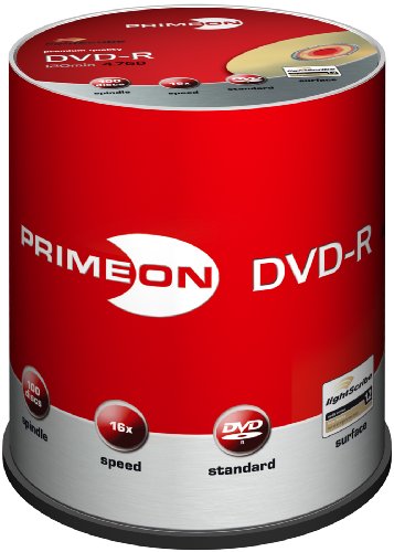 PRIMEON DVD-R 16X 120min / 4,7GB LightScribe Version 1.2 100er Spindel Preisvergleich