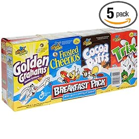 General Mills Assorted Cereal Breakfast Pack, 8-Count Single Serve Boxes (Pack of 5)