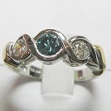 14K Two-Tone Gold Blue and White Diamond Ring