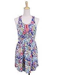 Elasticized   Waistline Tank Tropical Print  Dress