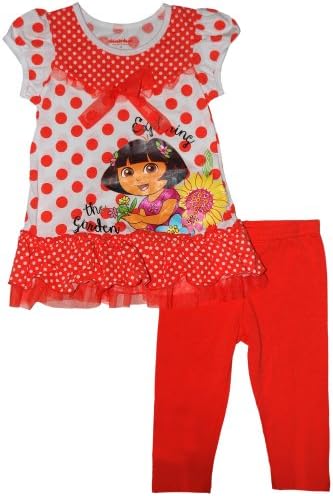 Nickelodeon Little Girls' Dora Legging Set (Orange 4T)