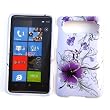 HTC HD7 (T-Mobile) Snap On Protector Hard Case "Artistic Purple Flowers" Design