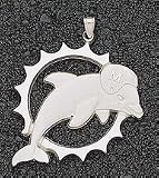Miami Dolphins Giant 1 5/8 W x 1 5/8 H Dolphins Logo Pendant - 14KT Gold Jewelry