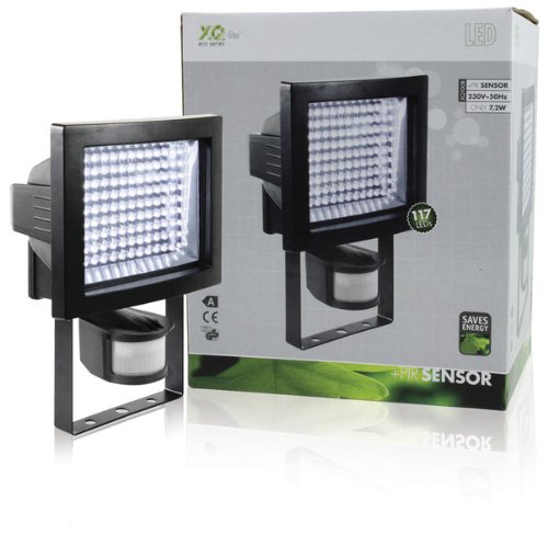XQ-LITE Projecteur 117 LED avec détecteur de mouvement - 490 lumens. Zone de détection: 180° x 12m