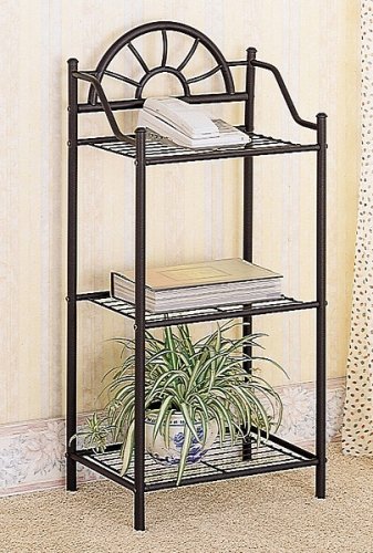 Black Wrought Iron Garden Plant/Phone Stand Corner Table By Coaster