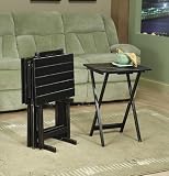 Outdoor Living : All new item 5 pc tray table set with wood plank look and black rubbed finish
