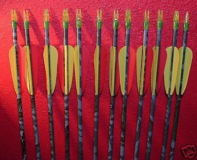 WHOLESALE CARBON CAMO ARROWS TECHNOFIBRE W/BROADHEADS