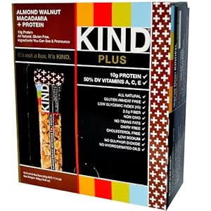 Kind Fruit and Nut Bars Plus Protein Almond Walnut Macadamia 12 Bars