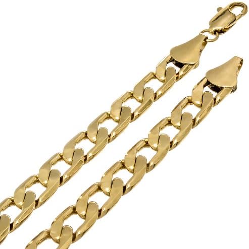 9mm Gold Plated Cuban Link Curb Chain Necklace, 20 Inches