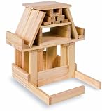 Eichhorn 100001602 - Holzbaukasten, 200-teilig, hochwertiges Buchenholz, in Trommel zur Aufbewahrung der Bausteine, mit Vorlagen zum Bauen -