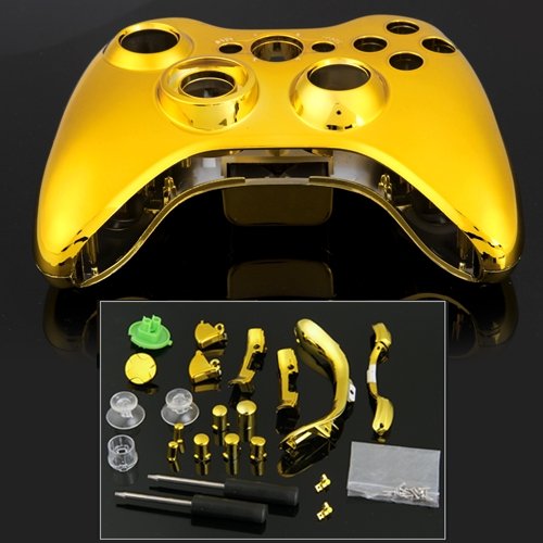 >>>Sale Gold Chrome Full Housing Shell Case Cover for Xbox 360 Wireless