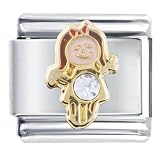 Pugster April Diamond Color Girl Child Baby Birthstone Italian Charm