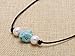 Handmade 9-10mm Freshwater Cultured Pearl Turquoise Choker Necklace on Black Genuine Leather Cord 16