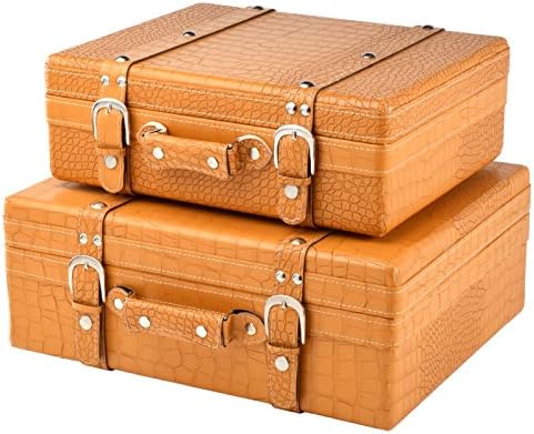 Faux Crocodile Skin Suitcase/Valise, Set of 2, Lg = 17.25"Lx13.5"Wx6.25"H