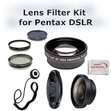 Digital Accessory Kit For Pentax K200d, K20d, K10D, K100D Digital SLR Cameras: Includes- Wide Angle Lens, Telephoto Lens, Lens Cap, 3 Piece Filter Set (UV-CPL-FLD), Lens Cap Keeper and a Cleaning Cloth. (Works with Any Of The Following Pentax Lenses: 18-55mm, 18-200mm)