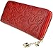 Heshe Women's Genuine Leather Purse Organizer Wallet Zippered Clutch Card Holder