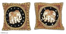 Cushion covers, 'Royal Elephant' (pair)