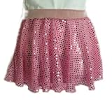 Girls Pink Sequin Ballet Dance Skating Skirt & Matching Hair Scrunchie Medium 7-10 Small 4-8 or XS 2-4