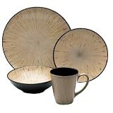 Joseph Abboud Ventana 4-Piece Round Placesetting, Service for One.  Set includes one of each: dinner plate, salad plate, soup bowl and mug