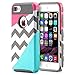 iPhone 7 Plus Case,BAISRKE Powder Blue Mint Teal and Coral Pink Split Chevron Design Heavy Duty Hybrid Hard Cover Case for Apple iPhone 7 Plus (5.5 inch) - Gray