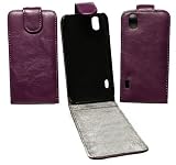 Trendline24 Flip-Style Handytasche / Schutzhülle / Etui (vertikale Öffnung-flip) Farbe: Lila für LG P970 Optimus Black -inkl. samtweichem Zubehörtransportbeutel