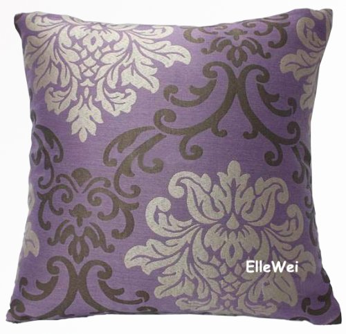 ElleWeiDeco Modern Damask Purple Throw Pillow Cover