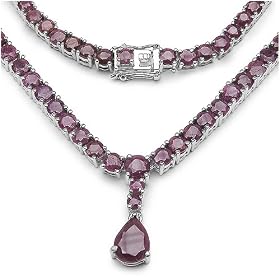29.00 Carat Genuine Ruby Sterling Silver Necklace by 
