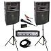 PylePro - 1200 Watt Complete DJ Speaker System - 12'' Three-Way Powered Mixer/Stands/MIC/Cables