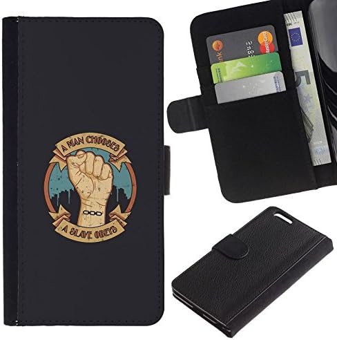 SUPERSPGECELL GIFT CASE / Luxury Phone Cover Leather Wallet Case Protective Case for Apple Iphone 6 PLUS 5.5 / A Man Chooses - A Slave Obeys /