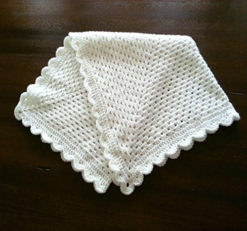 Knitted Crochet White Lace Baby Blanket
