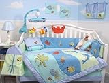 SoHo Dolphins Baby Crib Nursery Bedding Set 13 pcs included Diaper Bag with Changing Pad & Bott