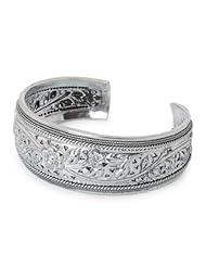 Sterling silver cuff bracelet, Floral Grace