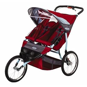 Run Around LTD 2 (Teal / Brick) Fixed Wheel Double Jogging Stroller from InSTEP