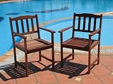 2 Eco Freindly Outdoor Wood Patio Dining Chairs
